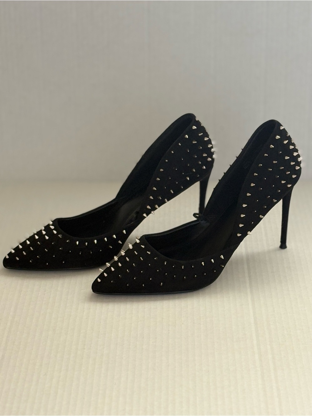 Steve Madden Daisie-S Black Suede Studded Pointed-Toe Stiletto Pumps Sz 8.5
